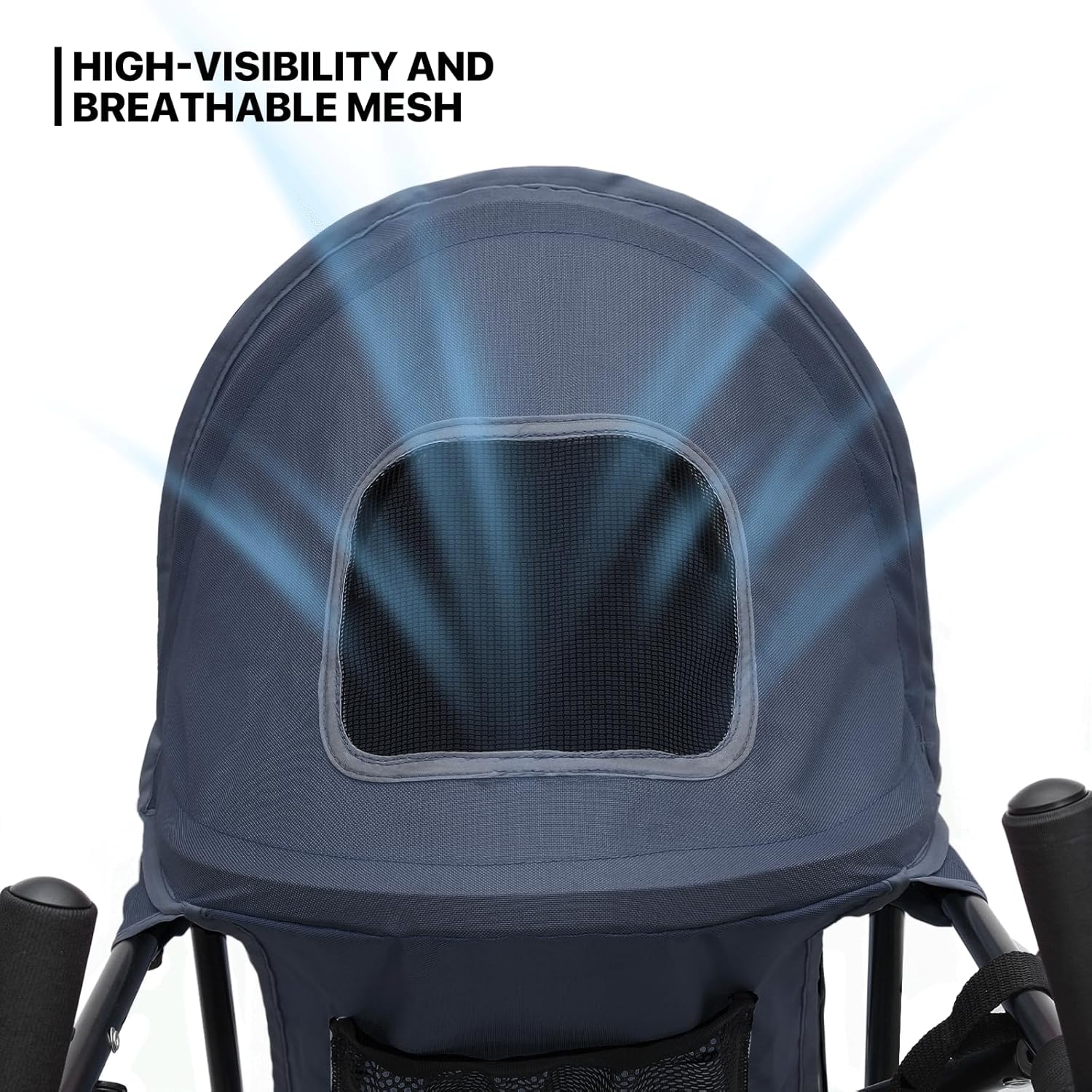 MoNiBloom 4 Wheels Pet Stroller, Easy-Fold Puppy Cage Jogger Stroller with Sun Cover, Pad and Rear Storage Bag, Breathable and Visible Mesh for Small/Medium Pets up to 22 lbs, Navy Blue - Pawvie