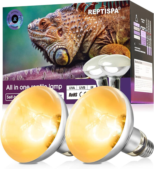 Heat Lamp Bulb, 80 Watt Pack of 2 Full Spectrum UVA UVB Reptile Heat Bulb, Basking Spot Light, Simulate Natural Sun Light for Reptile and Amphibian (Pack of 2)