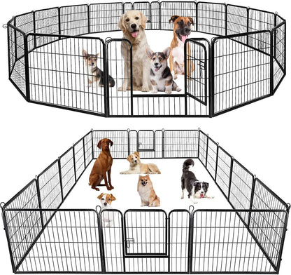 BestPet | Dog Playpen | 24 Inch, 16 Panels | Heavy Duty Metal Pet Exercise Pen | Indoor Outdoor Fence Panels | Rust-Resistant, Removable, Tool-Free Setup | Anti-Skid, Expandable Design