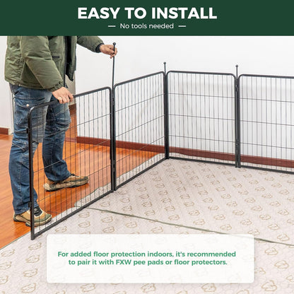 FXW Rollick Unleashed Dog Playpen for Indoor, Yard, RV Camping, 32 inch 24 Panels for Small and Medium Dogs, Black│Patented