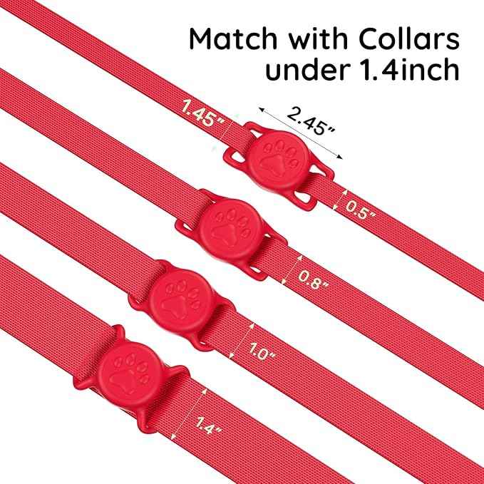 for Airtag Dog Collar Holder, Dog Airtag Holder Waterproof, Lightweight & Soft Silicone Air Tag Case for Pet Collars, Works with Multiple Tracker Tag Products (Red1,1 Pack)