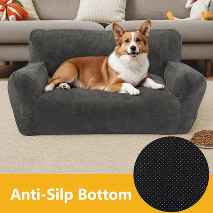 Lovupet Dog Couch for Small Medium Breed, Dog Sofa Bed Full Filled Sponge, No Assembly Need, PS581 (Neutral Grey)