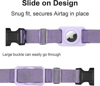SANKALA Airtag Dog Collar Holder, [2 Pack] Waterproof Dog Airtag Holder, Silicone Full Body Covered Anti-Lost Protective Apple Air Tag Holder for Pet Collar - Fits All Width Collars, Purple
