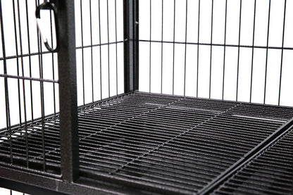 Homey Pet 31 Inch Stackable Heavy Duty Dog Crate Cage Kennel with Four Lockable Wheels, Removable Tray, Escape Proof Wire Drop Dog Crates for Small Dogs (Two Tiers)