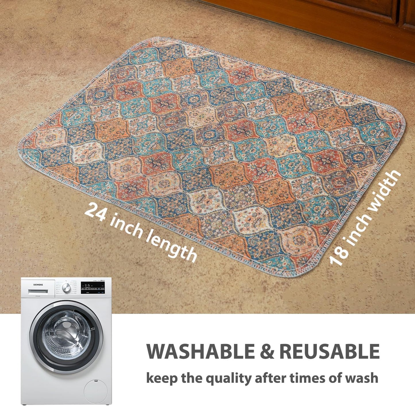 nunubaby 4PACK Washable Pee Pads for Dogs, Stylish, Non-Slip and Leak-Proof Pee Pads. Reusable Potty Pads for Dogs for Crates and Floors.(Cream/Multi, 18" x24")
