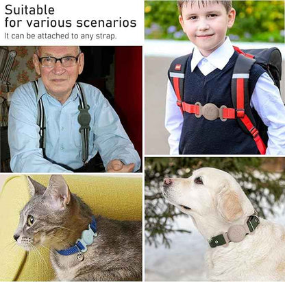 2 Pack Case for Airtag Dog Cat Collar Holder, Soft Silicone Anti-Lost Waterproof Protective Case Compatible with Apple Airtag, for Pet Dog Cat Collars Holder