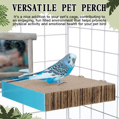 2 Pieces Bird Chew Toy Parrot Cage Perch Cardboard Platform Bird Paw Grinding Stand Parrot Cage Playground for Macaws, Small Parakeets, Conures, Budgies, Finches Conure Cockatiel (Large)