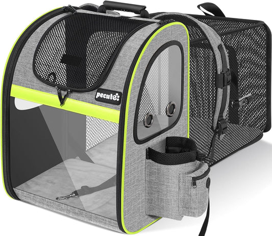 Pecute Pet Carrier Backpack, Cat Backpack Carrier, Expandable with Breathable Mesh for Small Dogs Cats Puppies, Dog Backpack Carrier for Hiking Travel Camping Outdoor, Hold Pets Up to 18 Lbs - Pawvie