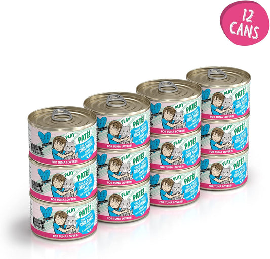 Weruva B.F.F. Play - Best Feline Friend Paté Lovers, Aw Yeah!, Tuna & Chicken Check Please! with Tuna & Chicken, 2.8oz Can (Pack of 12)