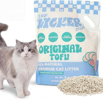 CLR3008A Ultra Absorbent Fast Clumping, Flushable, Natural Ingredient, Odor Control, Low Dust and Low Tracking Tofu Cat Litter, 8 lbs