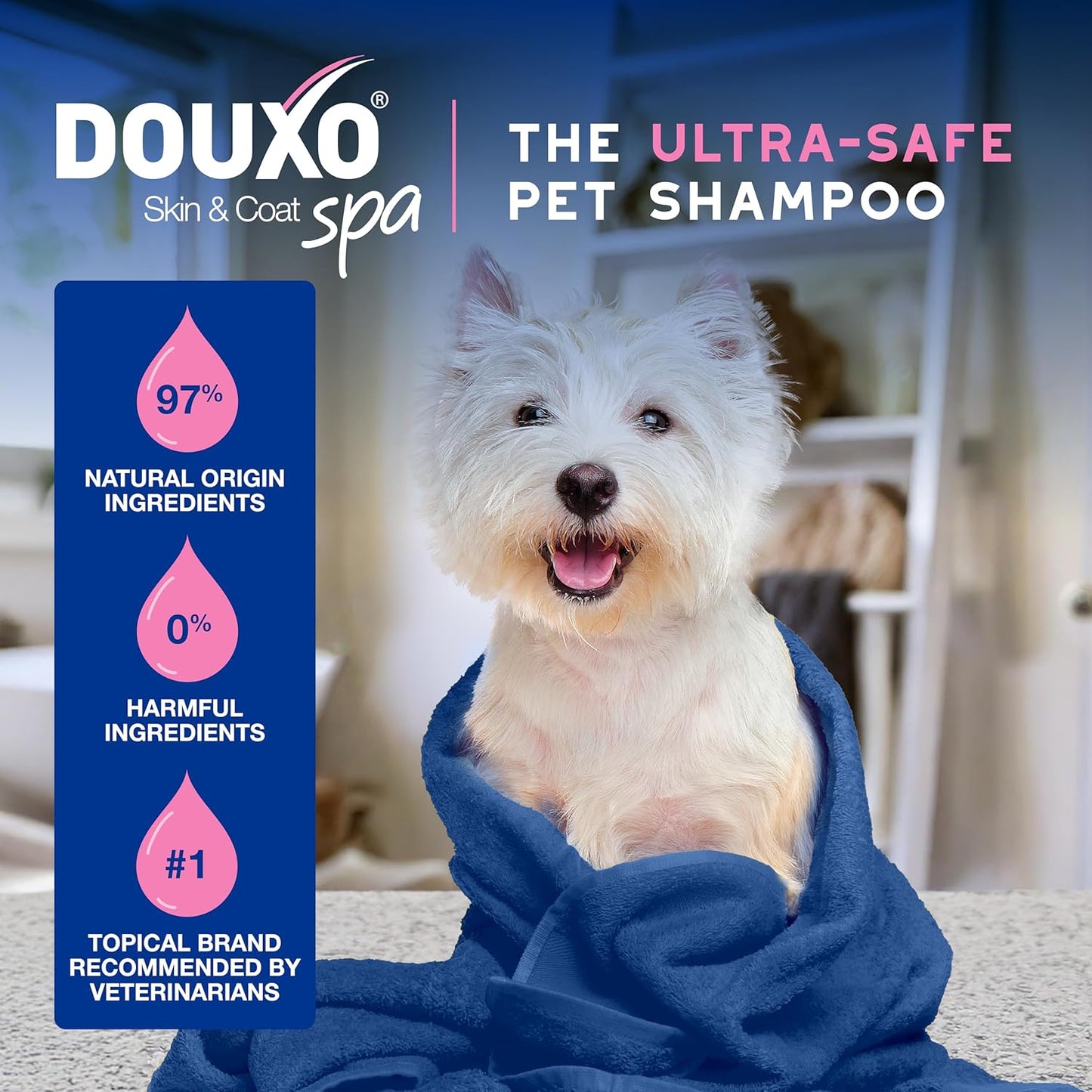 DOUXO® Skin & Coat SPA - Ultra-Safe Sensitive Skin Soothing Shampoo, 16 fl oz, Skin-Friendly Formula Cleans and Soothes, Leaves The Coat Soft and Radiant