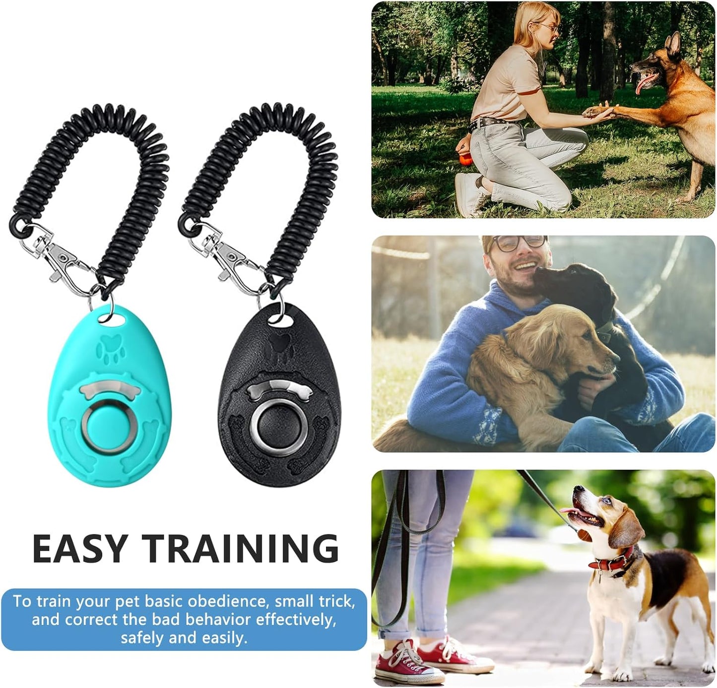 Dog Treat Pouch - 3 Ways to Wear Treat Pouches for Pet Training and 2 Pieces Clicker Taining for Dogs, Dog Training Treat Pouch Bag and Dog Clicker for Training with Waist Belt Shoulder Strap - Blue