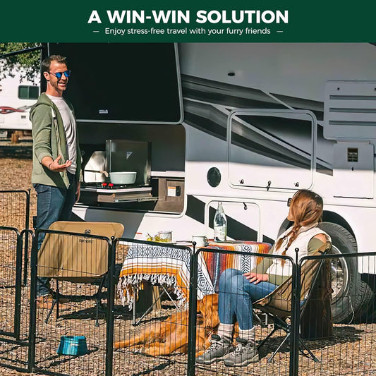 FXW Rollick Unleashed Dog Playpen for Indoor, Yard, RV Camping, 40 inch 32 Panels for Medium and Large Dogs, Black│Patented