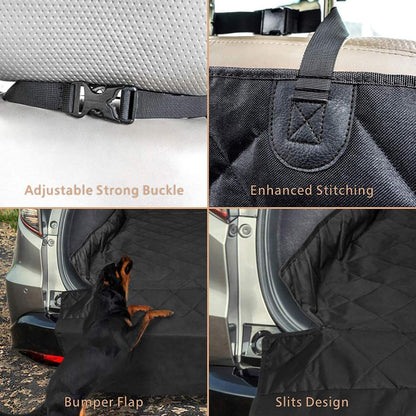 F-color SUV Cargo Liner for Dogs, Upgraded Extra Large Water Resistant Pet Cargo Cover Dog Seat Cover Mat for SUVs with Bumper Flap Protector, Non-Slip, Wear-Proof, Universal Fit, Black - Pawvie