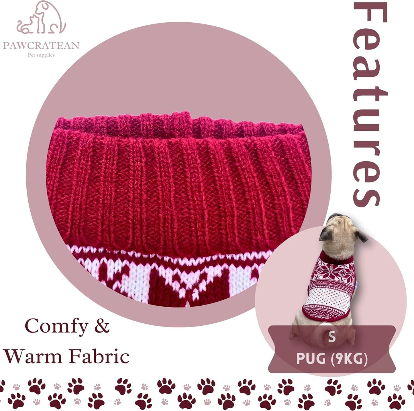 Cute Sweater for Dogs and Cats Soft Flannel Pet Outfit Warm and Cozy Animal Hoodie Small to Large Pet Clothes for Halloween Parties and Everyday Wear (Small, Red National Totem)