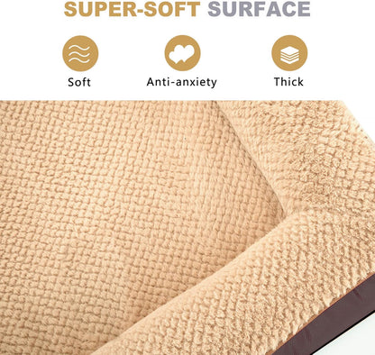 JOYELF Orthopedic Dog Bed for Extra Large Dogs, U-Shaped Foam Sofa Couch Bed, Bolster Waterproof Pet Bed with Removable Washable Cover and Nonskid Bottom for Dogs - Coffee