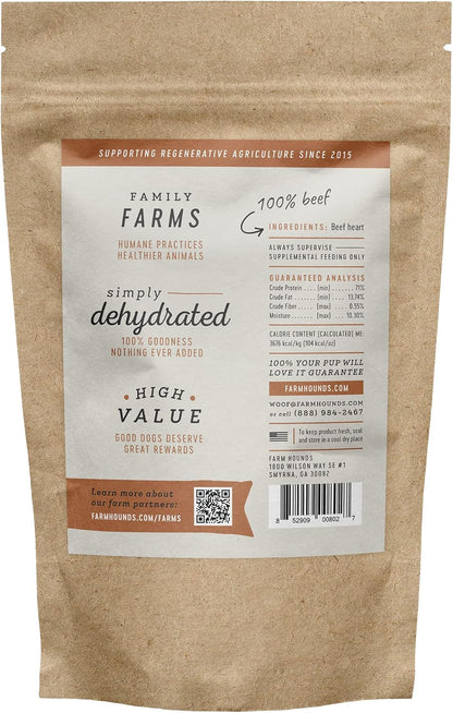 Farm Hounds - Beef Heart - Premium Natural Beef Heart Jerky for Dogs - Made from 100% Humanely Raised Cattle - Organ Treat - Great for Training & Treats - No Added Fillers - Made in USA - 4oz -2 Pack