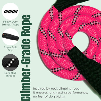 Dog Seat Belt for Car | Universal Dog Car Seatbelt | Durable Reflective Rope with Clip Hook Latch, Buckle and Carabiner- Safe and Secure Pet Safety Restraint (Pink)