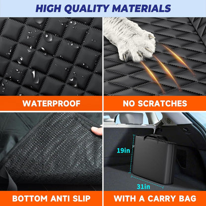 Dog Back Seat Extender for Truck, Hard Bottom Dog Car Seat Cover-Strong Support Waterproof Scratch-Proof Pet Hammock for Full Size F150/RAM1500/Silverado Crew Cab Pickup, Black - Pawvie