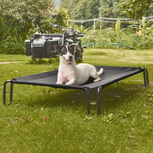 pettycare Elevated Dog Bed Cot, Raised for Large Dogs, No Screws, Stable Frame & Durable Supportive Teslin Recyclable Mesh, Breathable, Indoor &Outdoor Pet Beds, Fits up to 35 lbs, 28x22x8 ''es