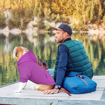 Dog Sweaters for Medium Dogs Dog Hoodie Dog Sweater Solid Soft Brushed Fleece Dog Clothes Dog Hoodie Sweatshirt with Pocket(Purple-M)