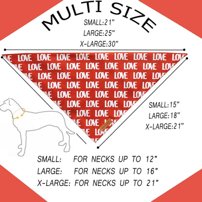 Realeaf Love Dog Bandanas 2 Pack, Triangle Reversible Mothers Day Valentine's Day Pet Scarf for Boy and Girl, Premium Durable Fabric, Holiday Bandana for Medium and Large Dogs (Large)