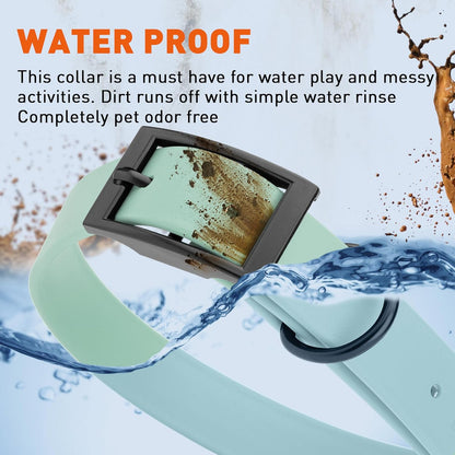 Dogline Biothane Waterproof Dog Collar Strong Coated Nylon Webbing with Black Hardware Odor- Proof for Easy Care Easy to Clean High Performance Fits Small Medium or Large Dogs, Sage Green