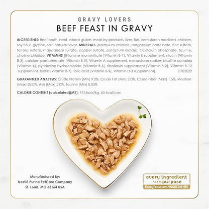 Purina Fancy Feast Gravy Lovers Poultry and Beef Grilled Gourmet Wet Cat Food Variety Pack - (Pack of 24) 3 oz. Cans