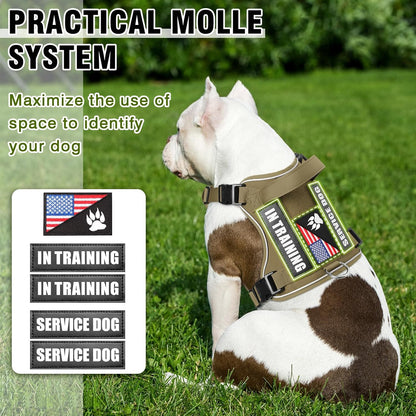 WINSEE Service Dog in Training Harness with 5 PCS Patches, Reflective Tactical Dog Vest Harness, Adjustable Soft Oxford Pet Harness with Easy Control Handle, Hook & Loop Panels for Walking Hiking