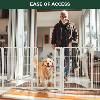 FXW Homeplus Unleashed Indoor Dog Playpen - Stress-Free and Safe Play, Heavy Duty 40 Inch 6 Wire Panels Dog Pen for Medium and Large Dogs, White│Patented