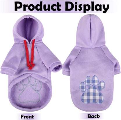 SAWMONG Dog Hoodie,Flannel Pet Hooded Sweater with Hat Puppy Pullover Sweater Shirt,Dog (Purple,M)