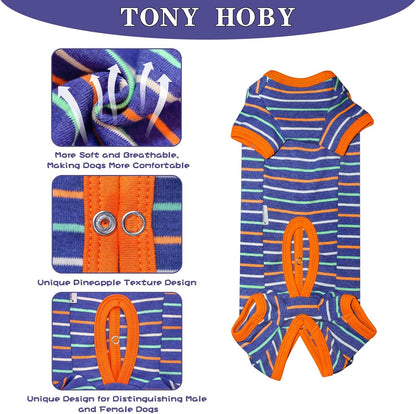 TONY HOBY Dog Pajamas, Male Dog Warm Pajamas with Thermal, Dogs Jumpsuit Shirt for Small Medium Dogs (Navy Blue, Boy, M)