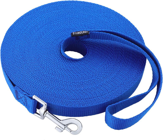 Dog/Puppy Obedience Recall Training Agility Lead - 30ft Long Training Leash，3/4in Wide - Great for Play, Camping, or Backyard（Blue，30 Feet