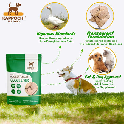 Freeze-Dried Goose Liver Dog Treats, 3.5oz(100.0g), 100% Single Ingredient, High Protein Training Treats, Natural & Raw, No Additives, Grain Free, Gluten Free