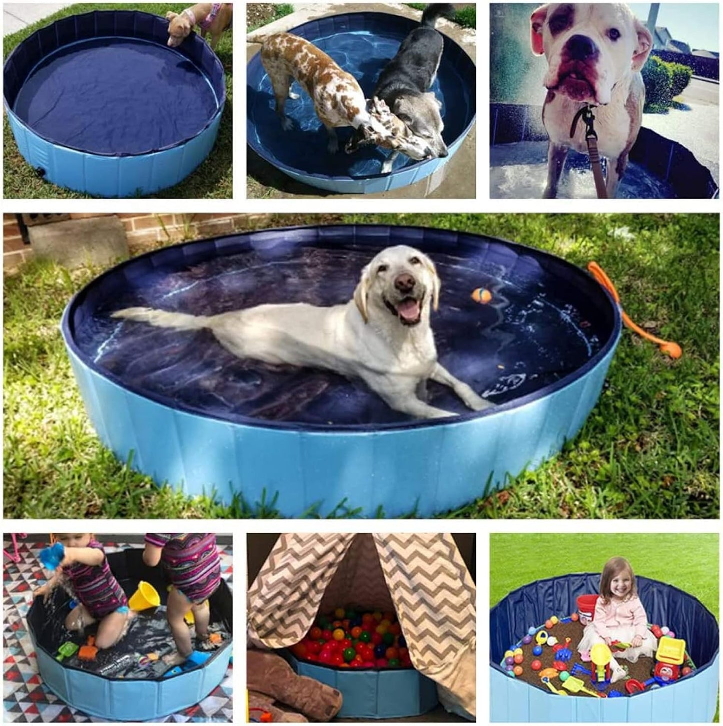 Jasonwell Foldable Dog Pool Collapsible Hard Plastic Swimming Pool Portable Kiddie & Pet Pool Doggie Wading Bath Tub for Puppy Small Medium Large Dogs Cats and Kids 63"