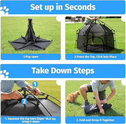 EighteenTek® Catio Outdoor Cat Enclosure 3-Tier Pop up Cat Tent Playpen | Portable Kitten Catio Tower | Pet Playpen Indoor/Outdoor Cats Enclosed | Play Tents for Patio Balcony Courtyard Camping