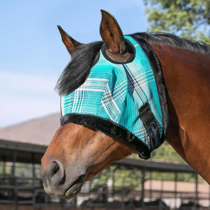 Kensington UV Fly Mask with Fleece Trim - Protective Mask with Dual Ear Opening & Forelock Freedom - XLarge, Atlantis