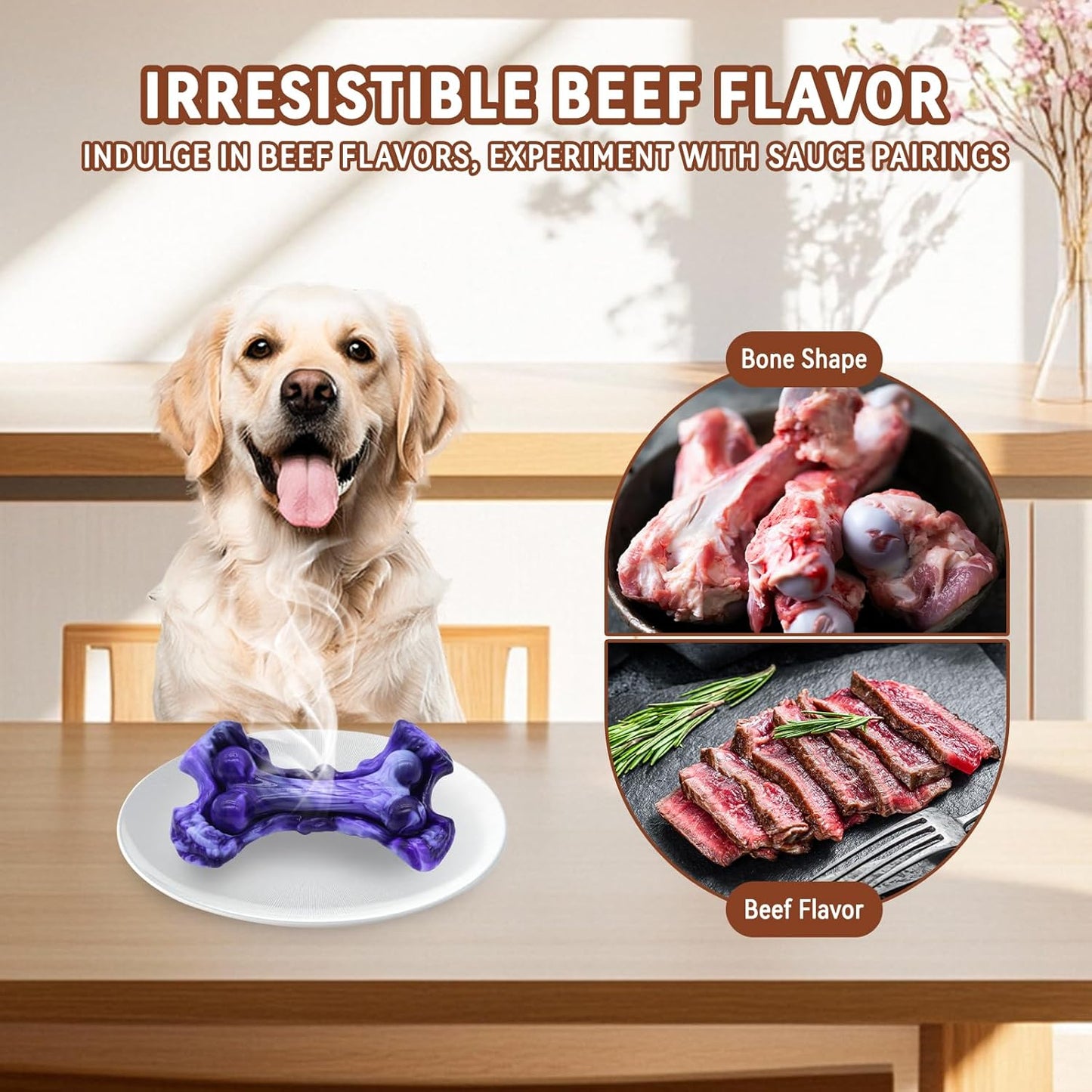 Magicorange Tough Dog Toys, Chew Toys for Aggressive Chewers, Dog Bone Toy Nylon Almost Indestructible Dogs Toy for Teeth Cleaning and Training (Purple)