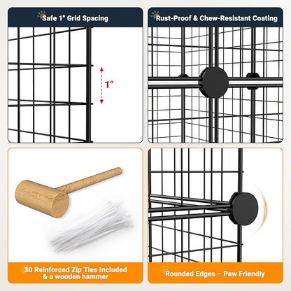 3-Tier DIY Indoor Cat Cage with Skylight, Accommodates Multiple Pets; Foldable Large Cat Cage Enclosure (with Litter Box Area); 43.7-Inch Metal Wire Cat Bed Habitat