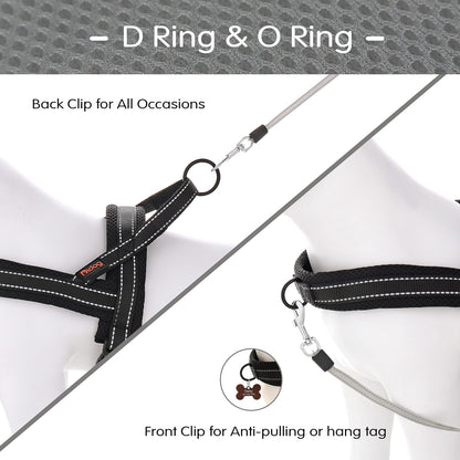 Didog No Pull Dog Harness with Soft Mesh Padded,Reflective & Quick Fit Light Weight Dog Strap Vest Harness,Easy for Walking Training (XS:Chest 15-18", Mesh-Black)