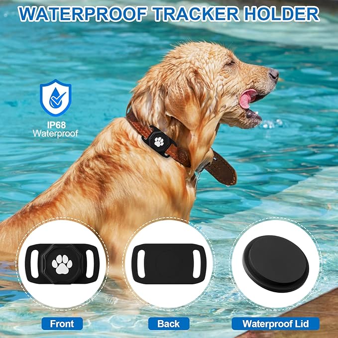 Smart Pet Tracker for Collar - Dog Trackers Pet Location Tracker with Holder, No Monthly Fee, Compatible with Apple Airtag Find My (iOS Only, Not for Android), Anti-Lost Device for Pets, Bag Straps