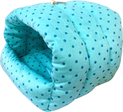 WOWOWMEOW Guinea-Pigs Bed,Hamster Bed,Small Animals Warm Hanging Cage Cave Bed (L, Dot- Blue)
