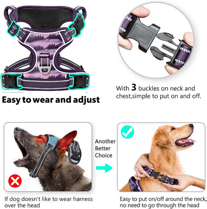 Timos Dog Harness,No-Pull Pet Harness Adjustable Soft Padded Dog Vest,Reflective No-Choke Pet Oxford Vest with Easy Control Handle for X-Large Dogs,Moon Night,XL
