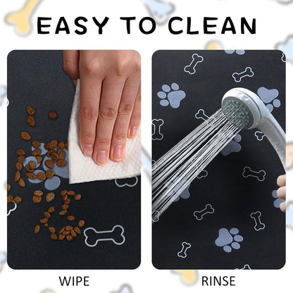 Pet Cat Dog Food Mat Non Slip Mat for Dog Water Bowl Mat Quick Dry Absorbent Cat Feeding Mat, 32 * 17 in, Black