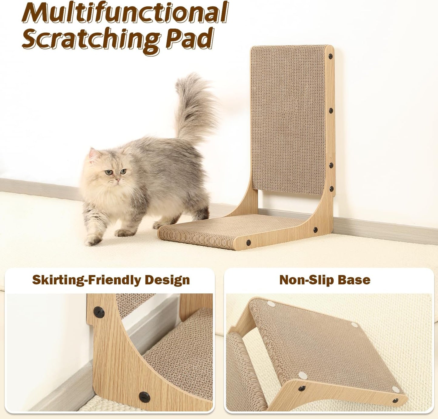 2-Pack Cat Scratching Board, 19.7'' Tall Cardboard L Shape Vertical Cat Scratchers for Indoor Cats, Cat Scratching Post for Wall and Couch, Medium