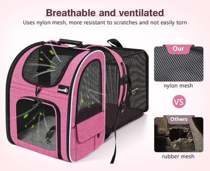 Pecute Cat Backpack Carrier, Expandable Cat Carrier Backpack with Breathable Mesh, Pet Carrier Backpack for Cats Small Dogs Puppies, Dog Backpack Carrier Great for Travel Hiking Camping Outdoor - Pawvie