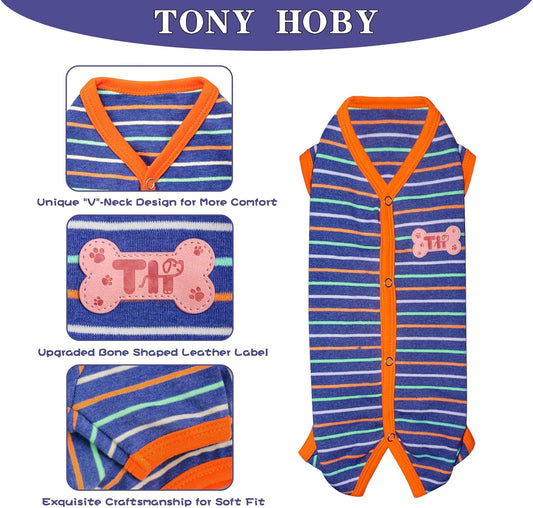 TONY HOBY Dog Pajamas, Male Dog Warm Pajamas with Thermal, Dogs Jumpsuit Shirt for Small Medium Dogs (Navy Blue, Boy, M)