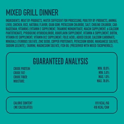 A Strong Heart Canned Wet Cat Food, Mixed Grill Dinner - 13.2 oz Cans (Pack of 12), Made in The USA with Real Chicken & Liver