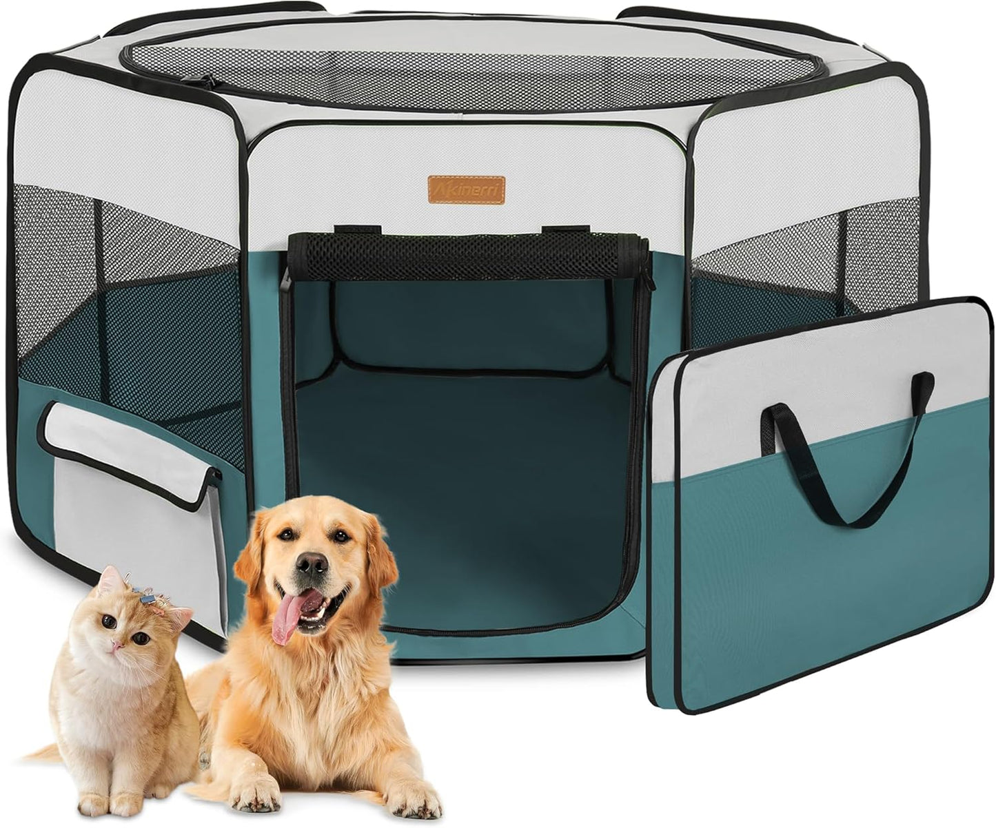 Dog Playpen, Portable Pet Play Pen for Cat, Puppies, Rabbits, Chickens, Foldable Large-Capacity Pet Tent for Indoor/Outdoor Travel Camping Blue