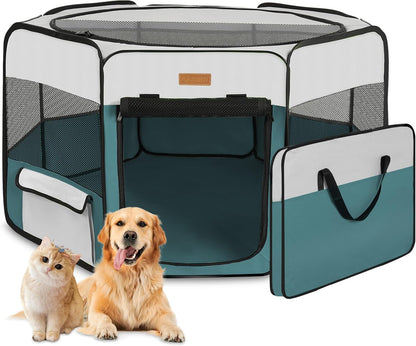 Dog Playpen, Portable Pet Play Pen for Cat, Puppies, Rabbits, Chickens, Foldable Large-Capacity Pet Tent for Indoor/Outdoor Travel Camping Blue